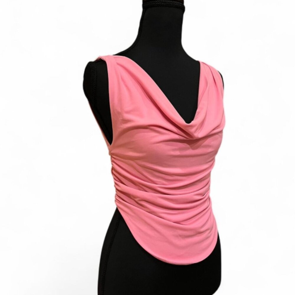ZARA Bright Pink Cowl Neck Sleeveless Crop Top Size XS